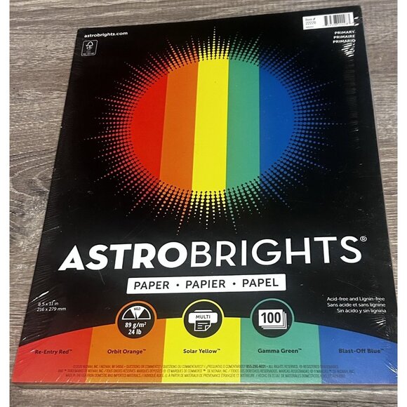 Astrobrights Bright Color Cover Paper 8.5"x11" Primary 120 Pages - Picture 1 of 6